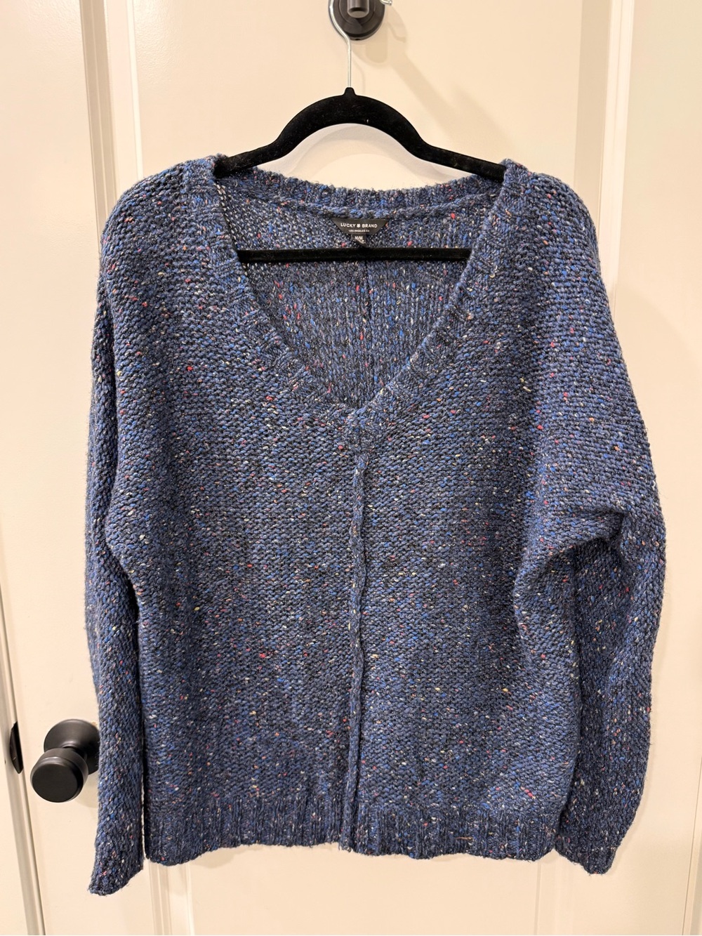 Lucky Brand Navy Multicolor Speckled Knit Sweater